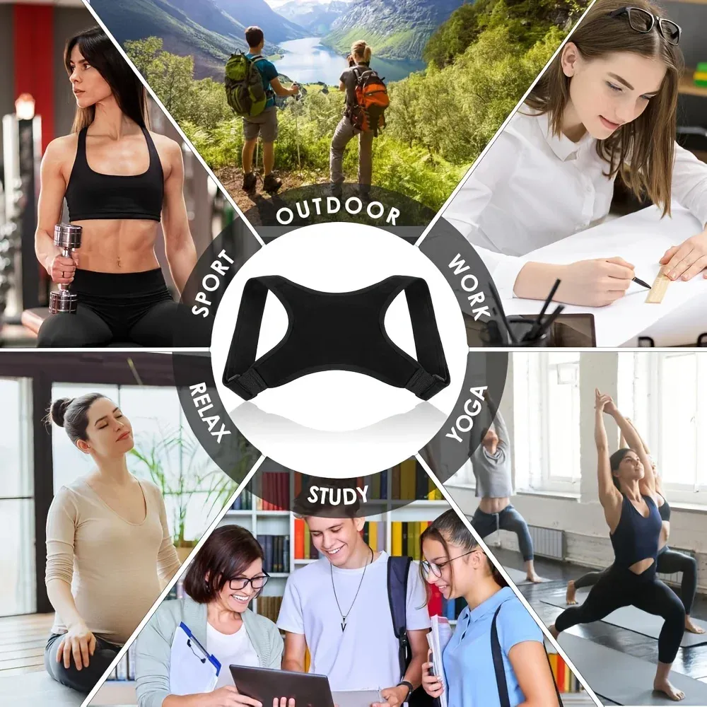 Correcteur de posture réglable pour le dos et les épaules, soutien confortable et respirant, unisexe 3