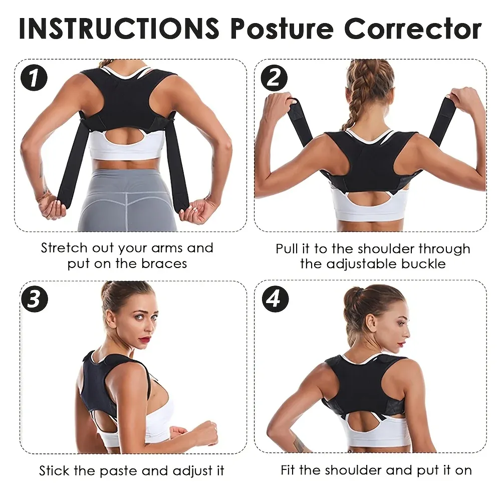 Correcteur de posture réglable pour le dos et les épaules, soutien confortable et respirant, unisexe 4