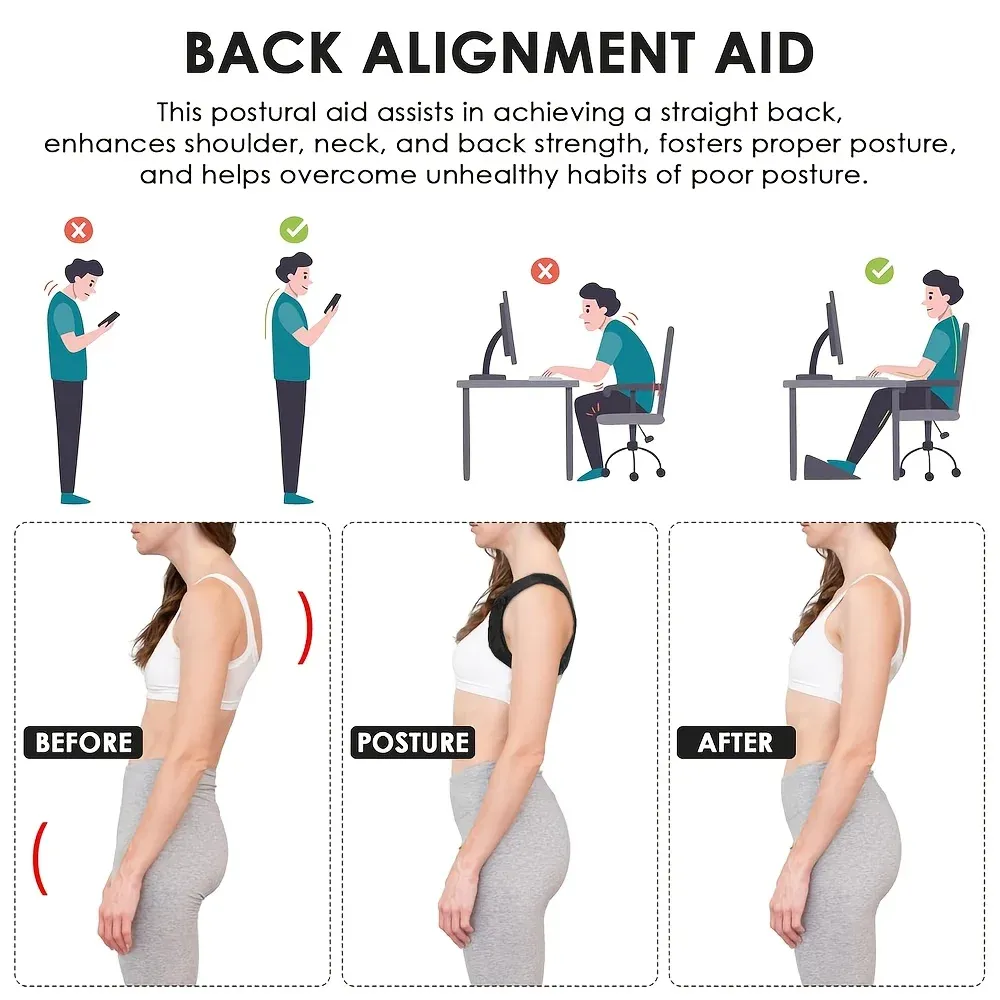 Correcteur de posture réglable pour le dos et les épaules, soutien confortable et respirant, unisexe 5