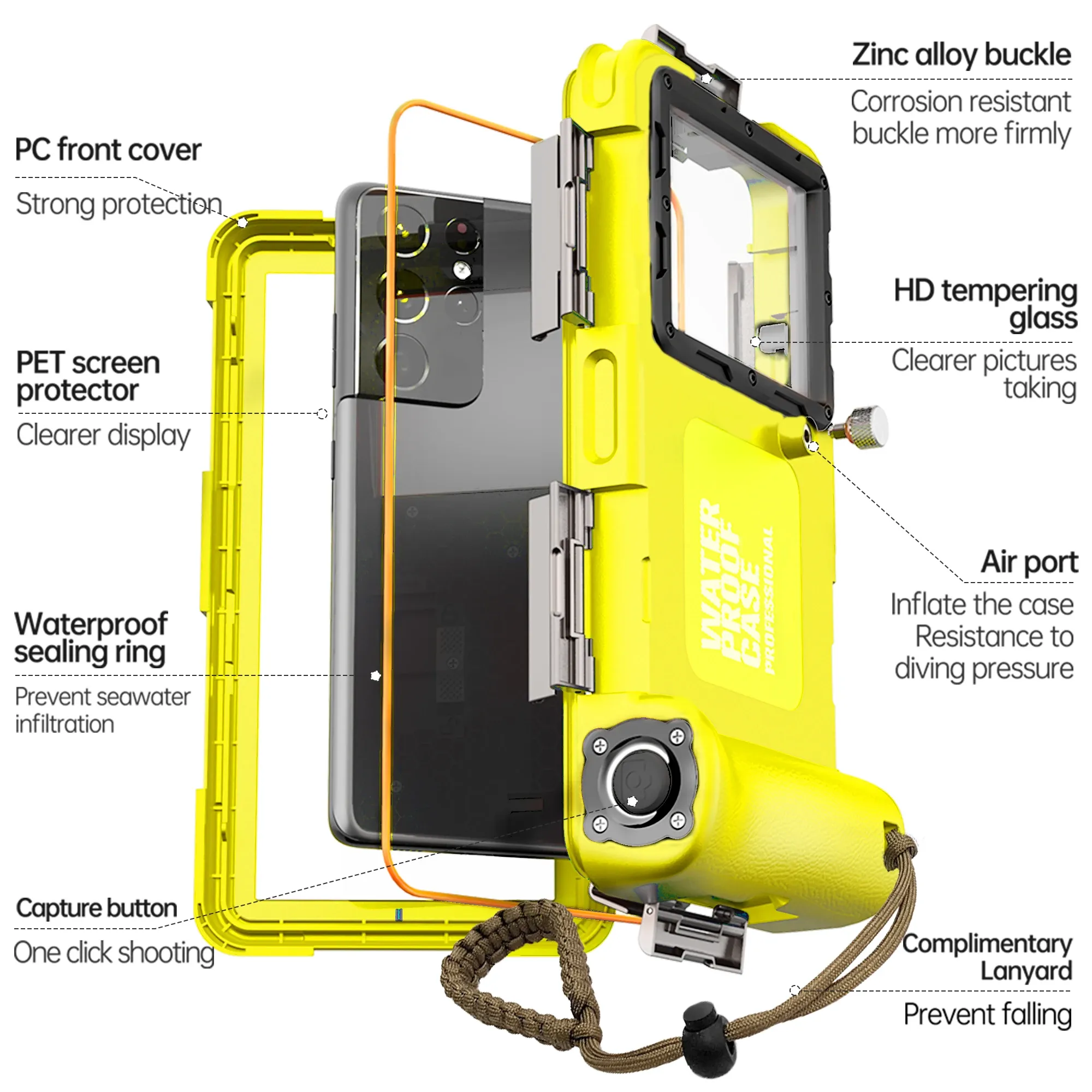 Étui étanche universel pour smartphone 6,9 pouces, certifié IP68, résistance jusqu'à 15 m (50 pieds), idéal pour la photographie sous-marine professionnelle 3