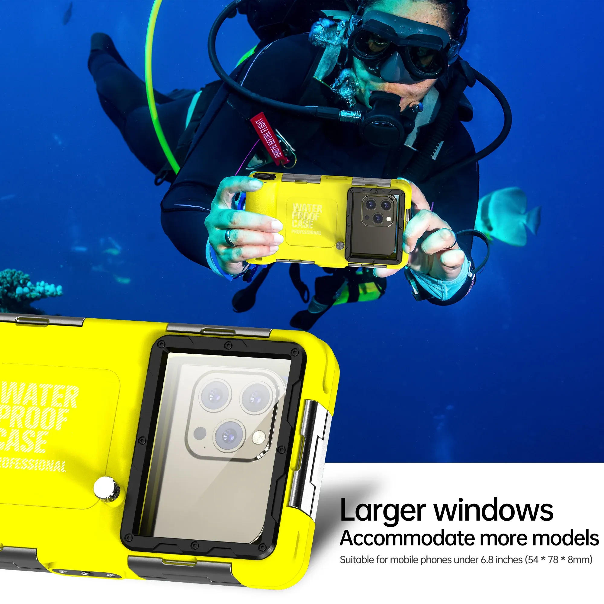 Étui étanche universel pour smartphone 6,9 pouces, certifié IP68, résistance jusqu'à 15 m (50 pieds), idéal pour la photographie sous-marine professionnelle 4