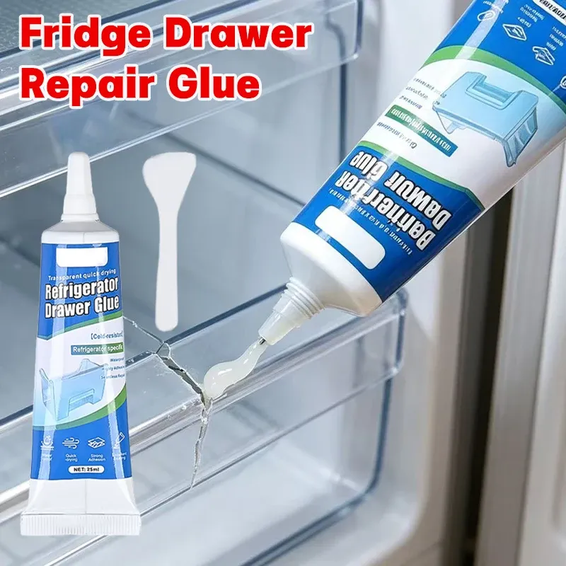 Colle de réparation pour réfrigérateur, adhésif imperméable et résistant au froid pour joint de porte et tiroir de réfrigérateur, séchage rapide pour plastique et verre, 25 à 125 ml 1