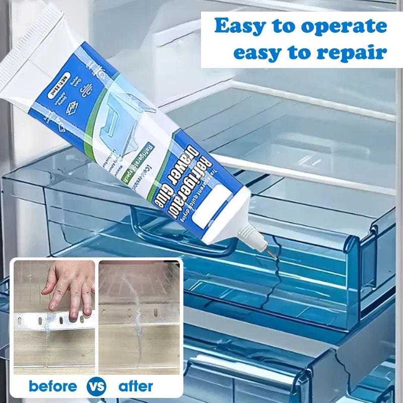 Colle de réparation pour réfrigérateur, adhésif imperméable et résistant au froid pour joint de porte et tiroir de réfrigérateur, séchage rapide pour plastique et verre, 25 à 125 ml 3