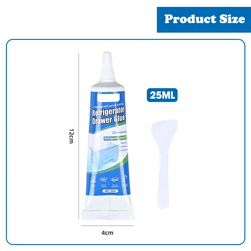 Colle de réparation pour réfrigérateur, adhésif imperméable et résistant au froid pour joint de porte et tiroir de réfrigérateur, séchage rapide pour plastique et verre, 25 à 125 ml 6