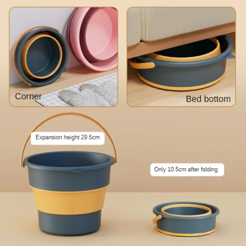 Seau pliant en silicone 5 / 10 / 17 L avec couvercle, idéal pour le camping, la pêche et le lavage de voiture 4