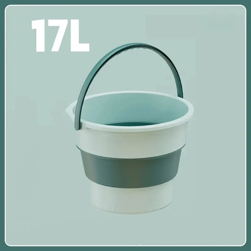 Seau pliant en silicone 5 / 10 / 17 L avec couvercle, idéal pour le camping, la pêche et le lavage de voiture 13