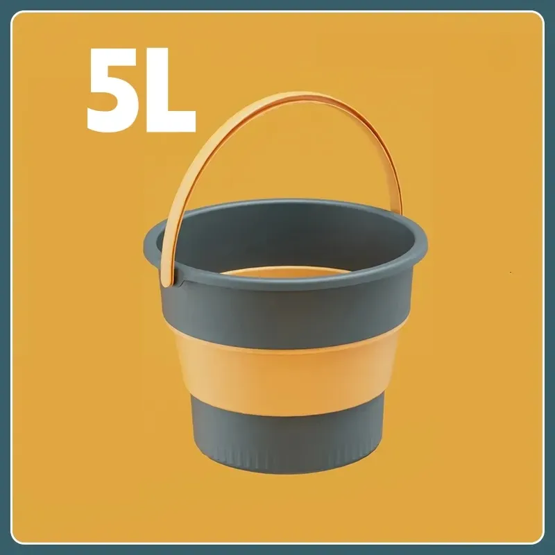 Seau pliant en silicone 5 / 10 / 17 L avec couvercle, idéal pour le camping, la pêche et le lavage de voiture 14