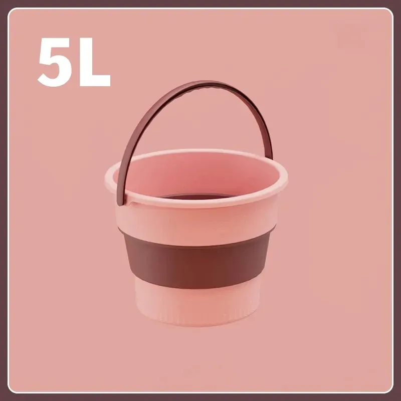 Seau pliant en silicone 5 / 10 / 17 L avec couvercle, idéal pour le camping, la pêche et le lavage de voiture 12