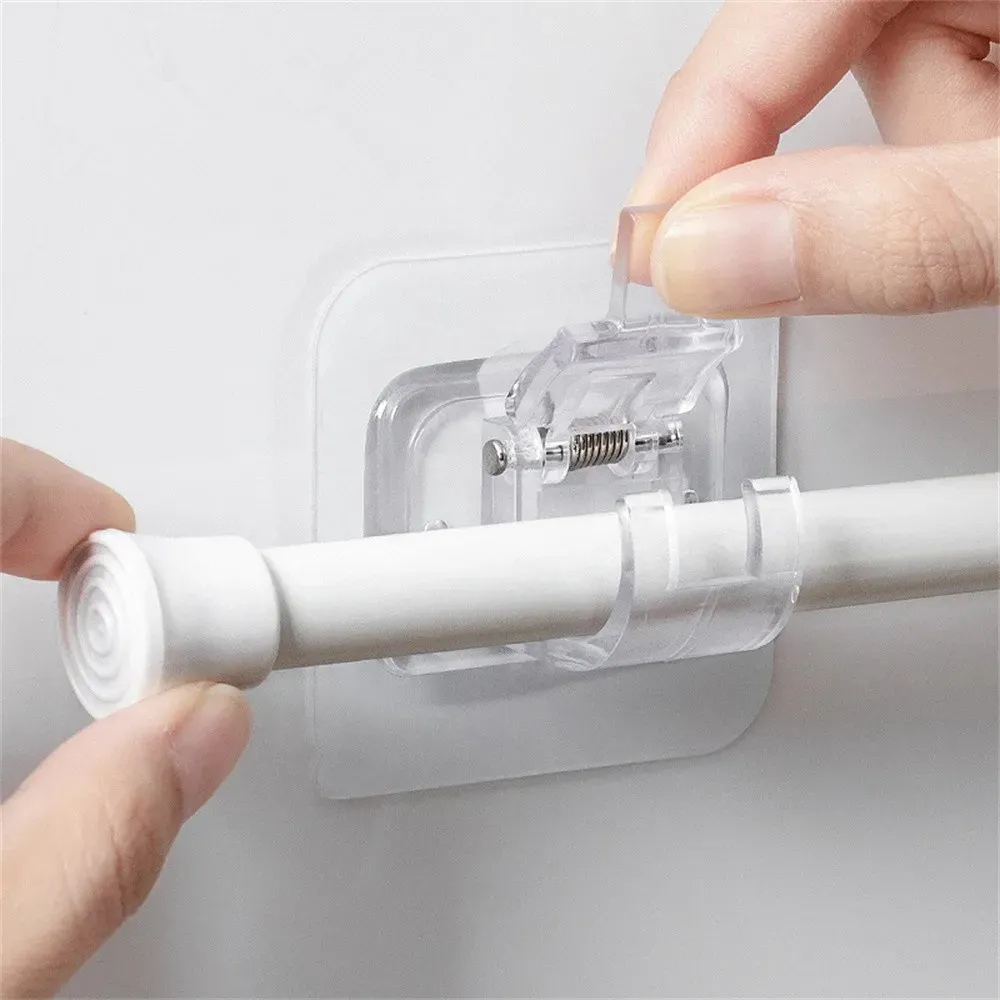 Ensemble de 2/4/8 crochets auto-adhésifs sans perçage, support de tringle à rideau, crochet pour rideaux de fenêtre, support mural suspendu, pince domestique, clip fixe 2