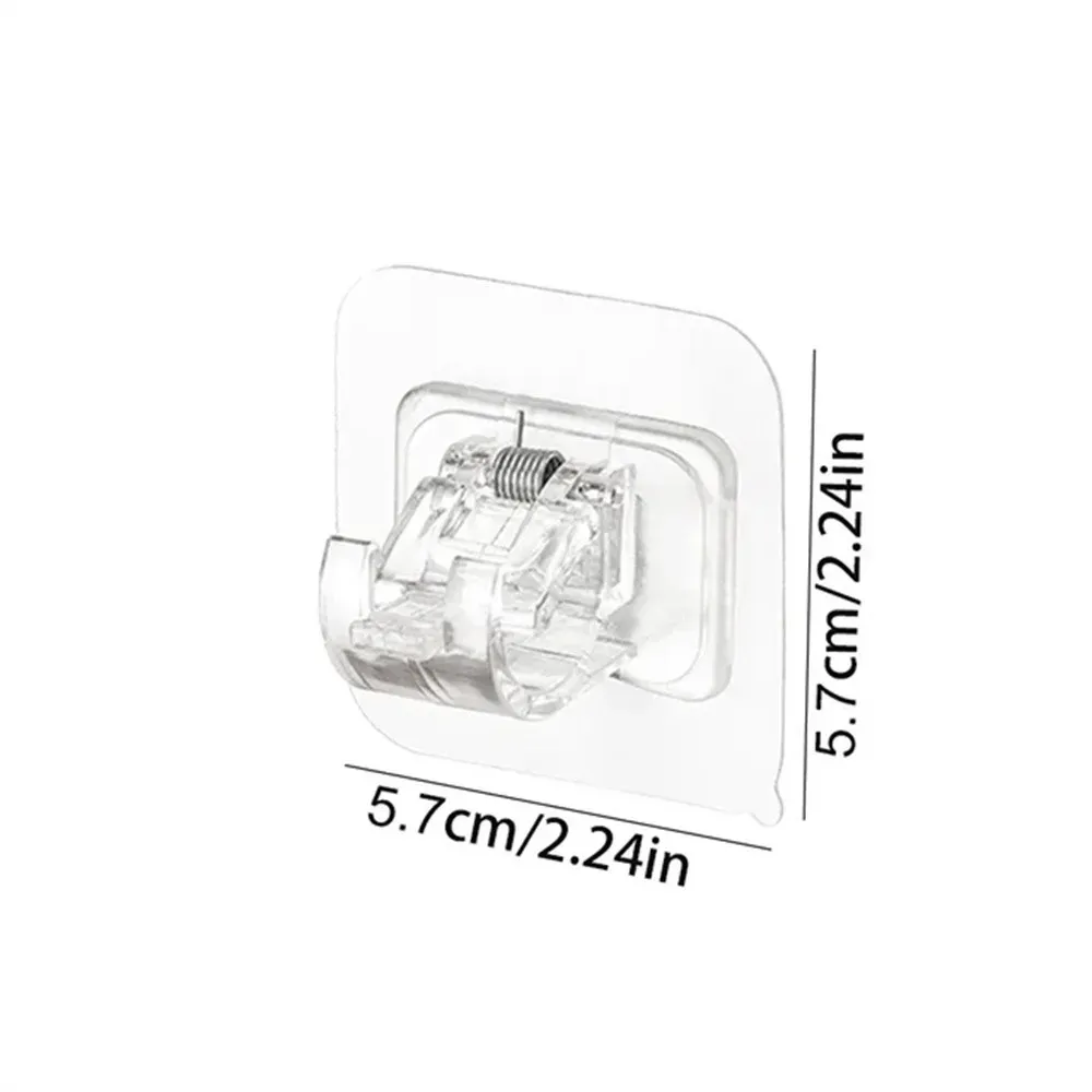 Ensemble de 2/4/8 crochets auto-adhésifs sans perçage, support de tringle à rideau, crochet pour rideaux de fenêtre, support mural suspendu, pince domestique, clip fixe 5