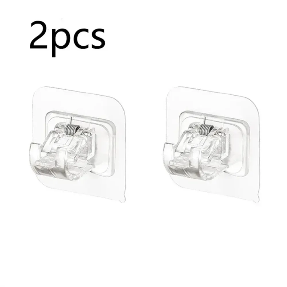 Ensemble de 2/4/8 crochets auto-adhésifs sans perçage, support de tringle à rideau, crochet pour rideaux de fenêtre, support mural suspendu, pince domestique, clip fixe 10
