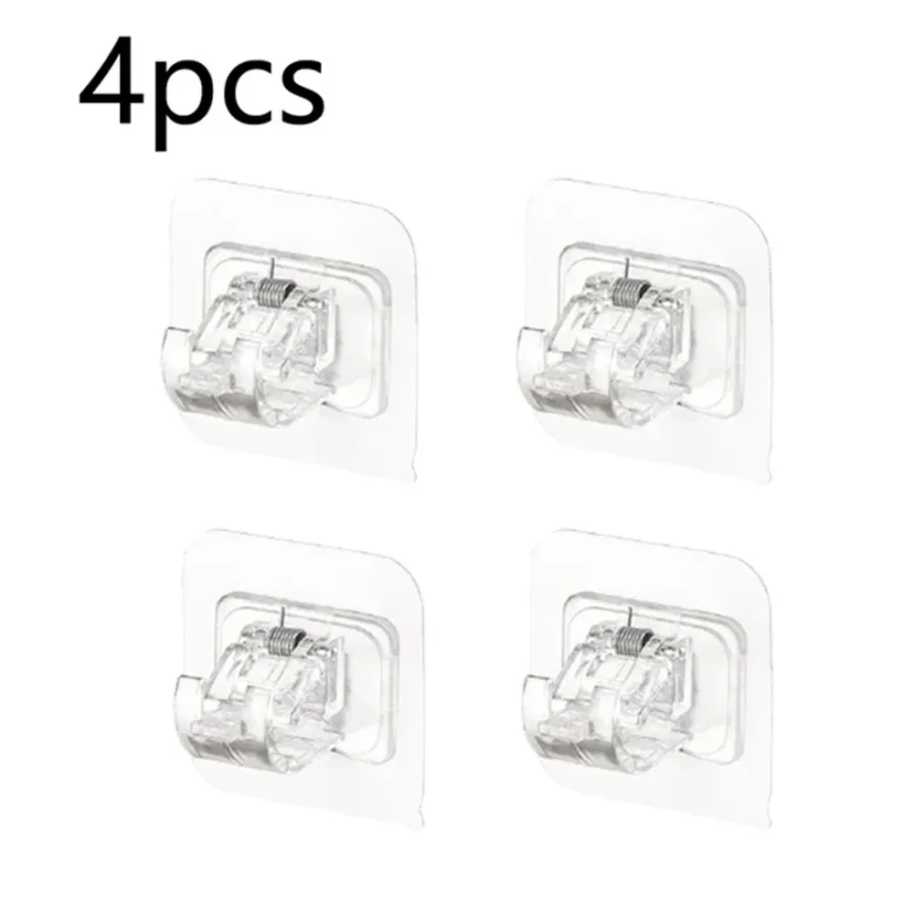 Ensemble de 2/4/8 crochets auto-adhésifs sans perçage, support de tringle à rideau, crochet pour rideaux de fenêtre, support mural suspendu, pince domestique, clip fixe 11