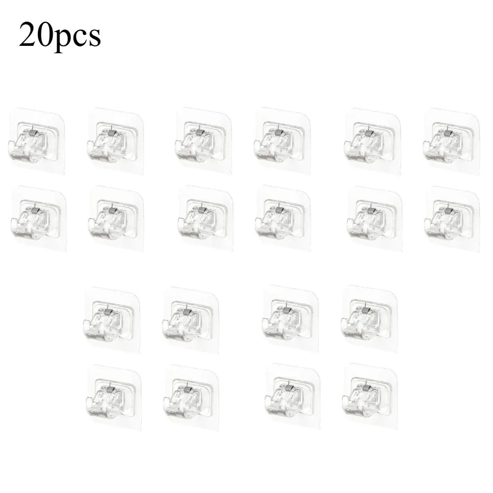 Ensemble de 2/4/8 crochets auto-adhésifs sans perçage, support de tringle à rideau, crochet pour rideaux de fenêtre, support mural suspendu, pince domestique, clip fixe 9