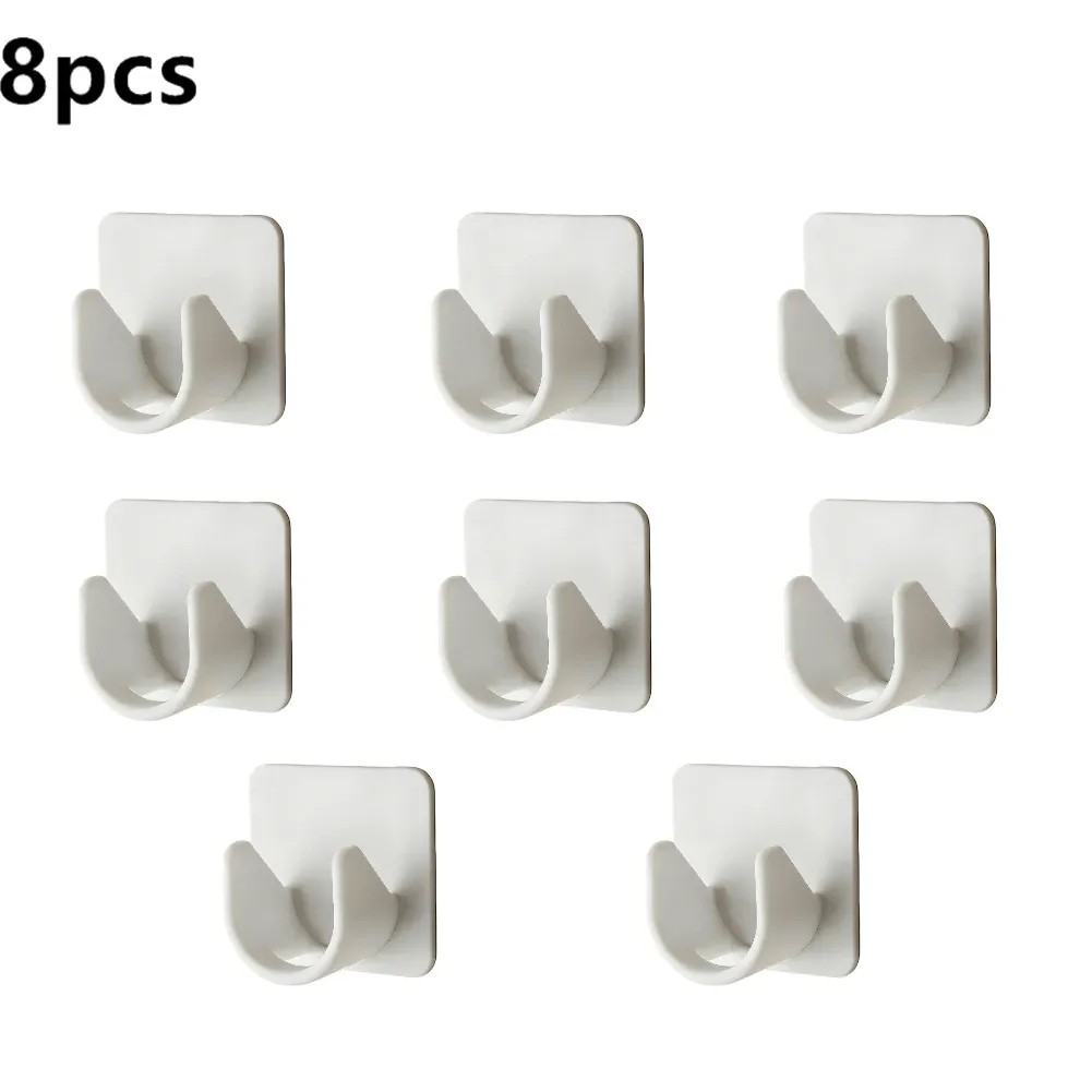 Ensemble de 2/4/8 crochets auto-adhésifs sans perçage, support de tringle à rideau, crochet pour rideaux de fenêtre, support mural suspendu, pince domestique, clip fixe 12