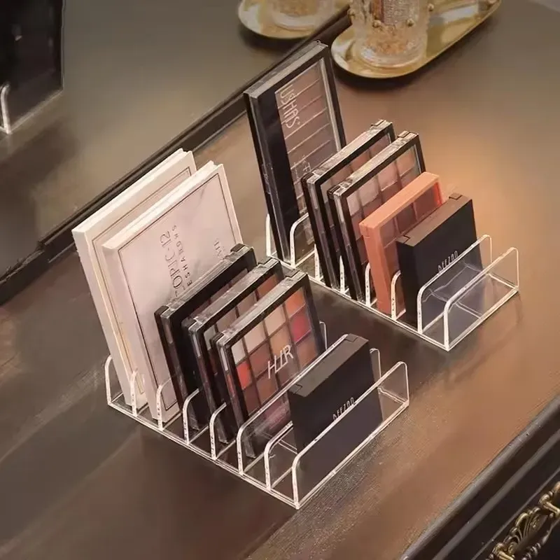 Organisateur de maquillage de bureau à 7 compartiments en plastique, boîte de rangement pour cosmétiques avec plateau de présentation pour fards à joues et fards à paupières, 1 pièce 3