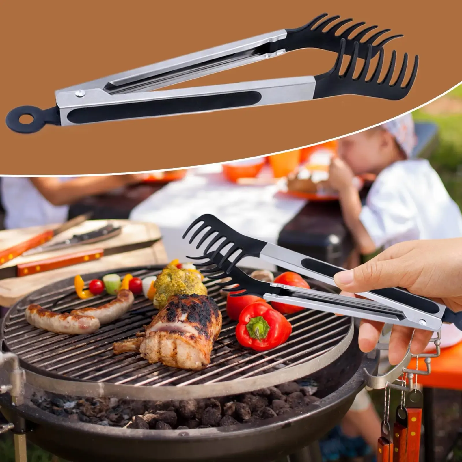 Pince de cuisine en silicone, vue latérale