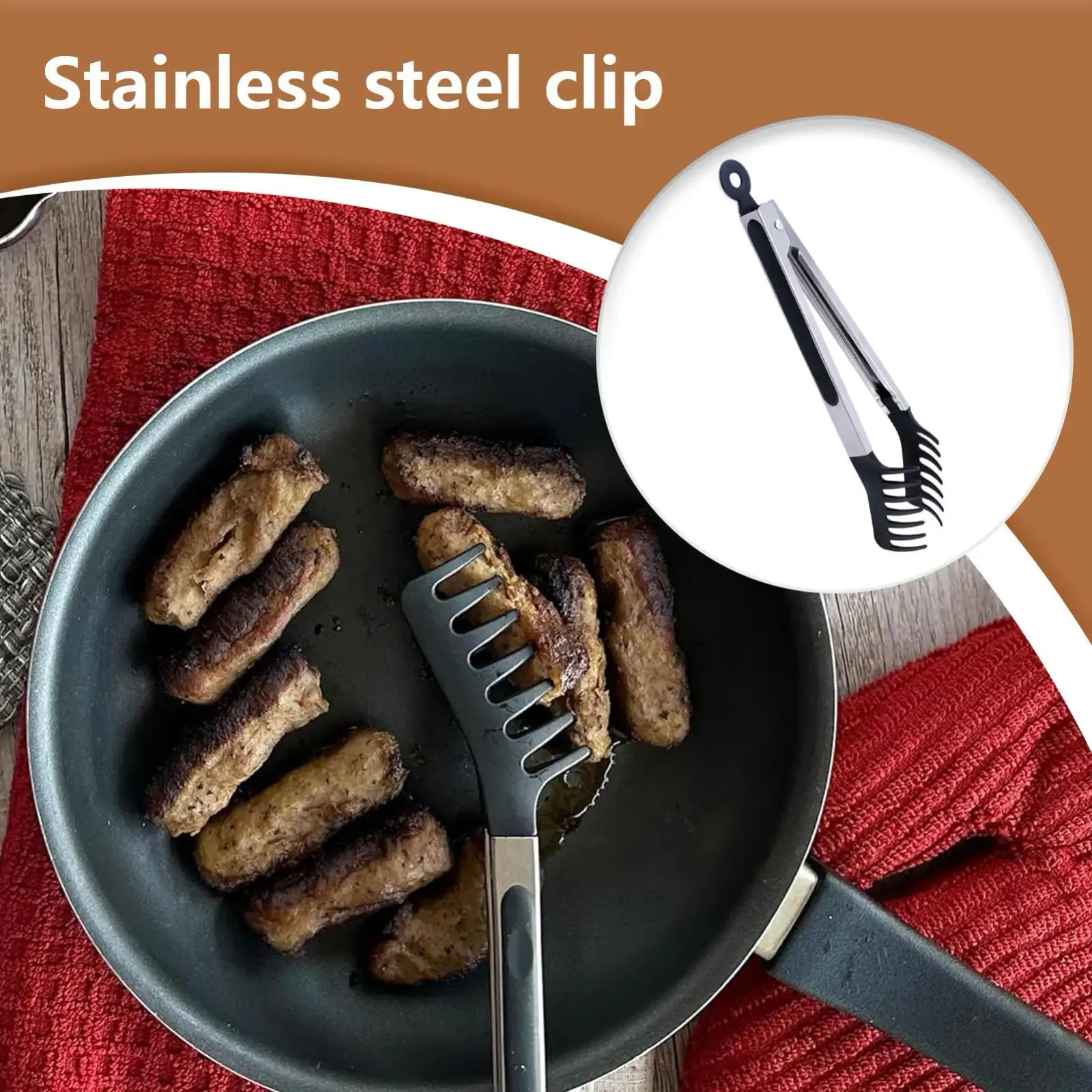 Pince de cuisine en silicone, trou de rangement