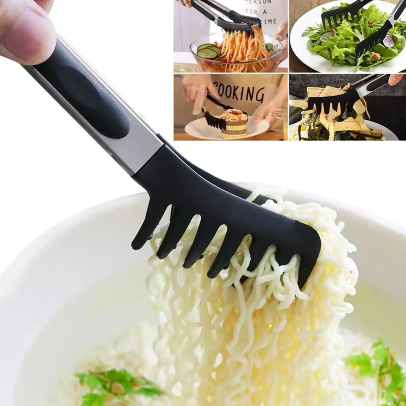Pince de cuisine en silicone, usage culinaire