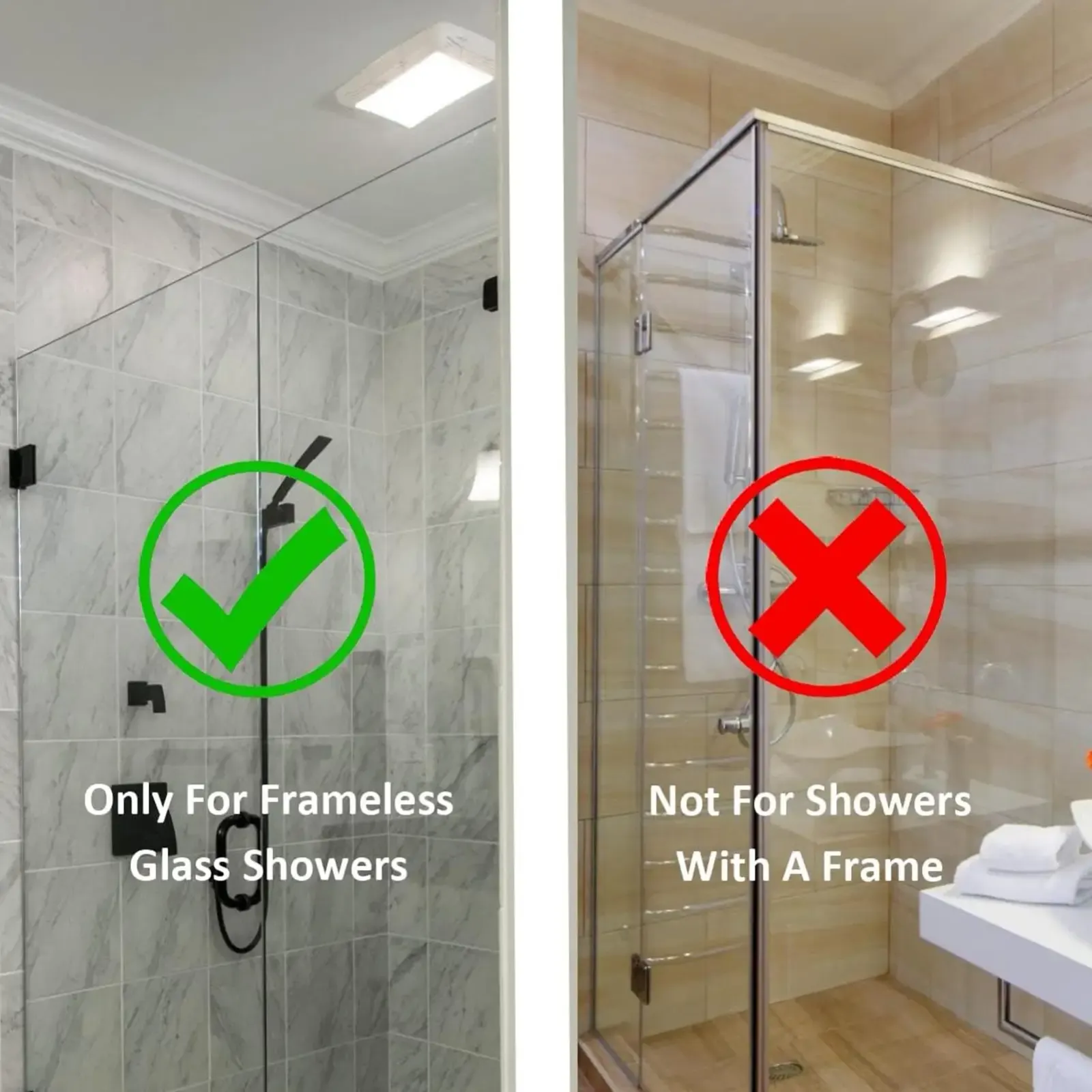 Crochet installé sur une porte de douche en verre