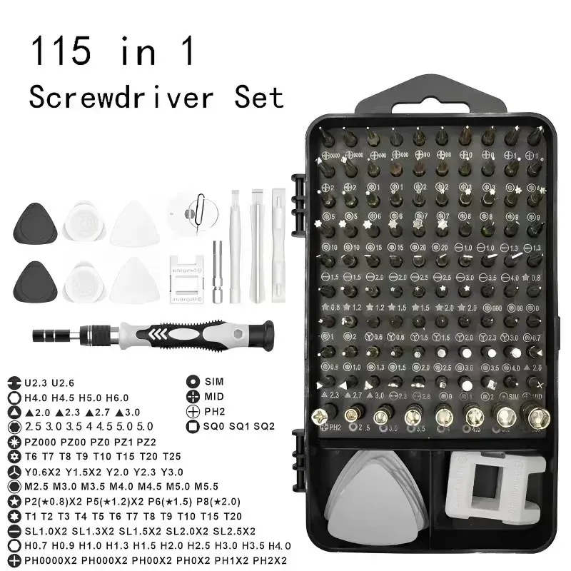 Kit de tournevis 115 en 1, outil de réparation professionnel pour téléphones, ordinateurs, montres, consoles, lunettes et appareils électroniques 5
