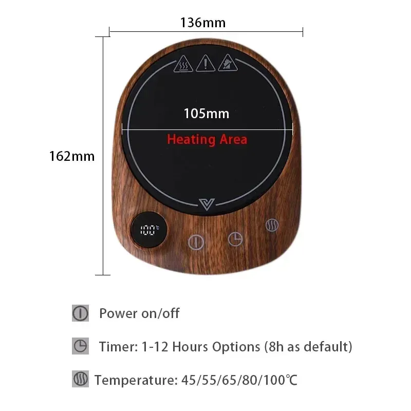 Chauffe-tasse électrique intelligent 200 W avec 5 températures, minuterie et arrêt automatique 6