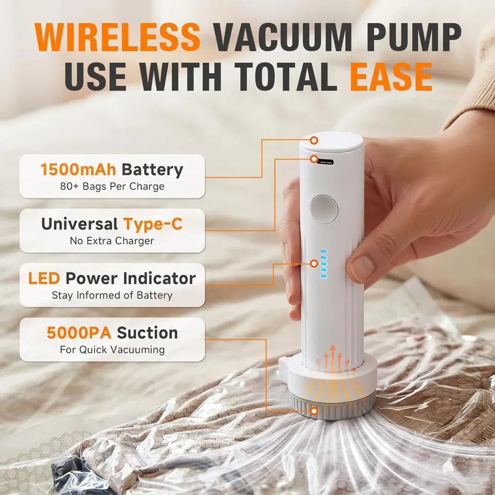 Sacs de compression pour voyage avec pompe à air rechargeable, format cabine 6