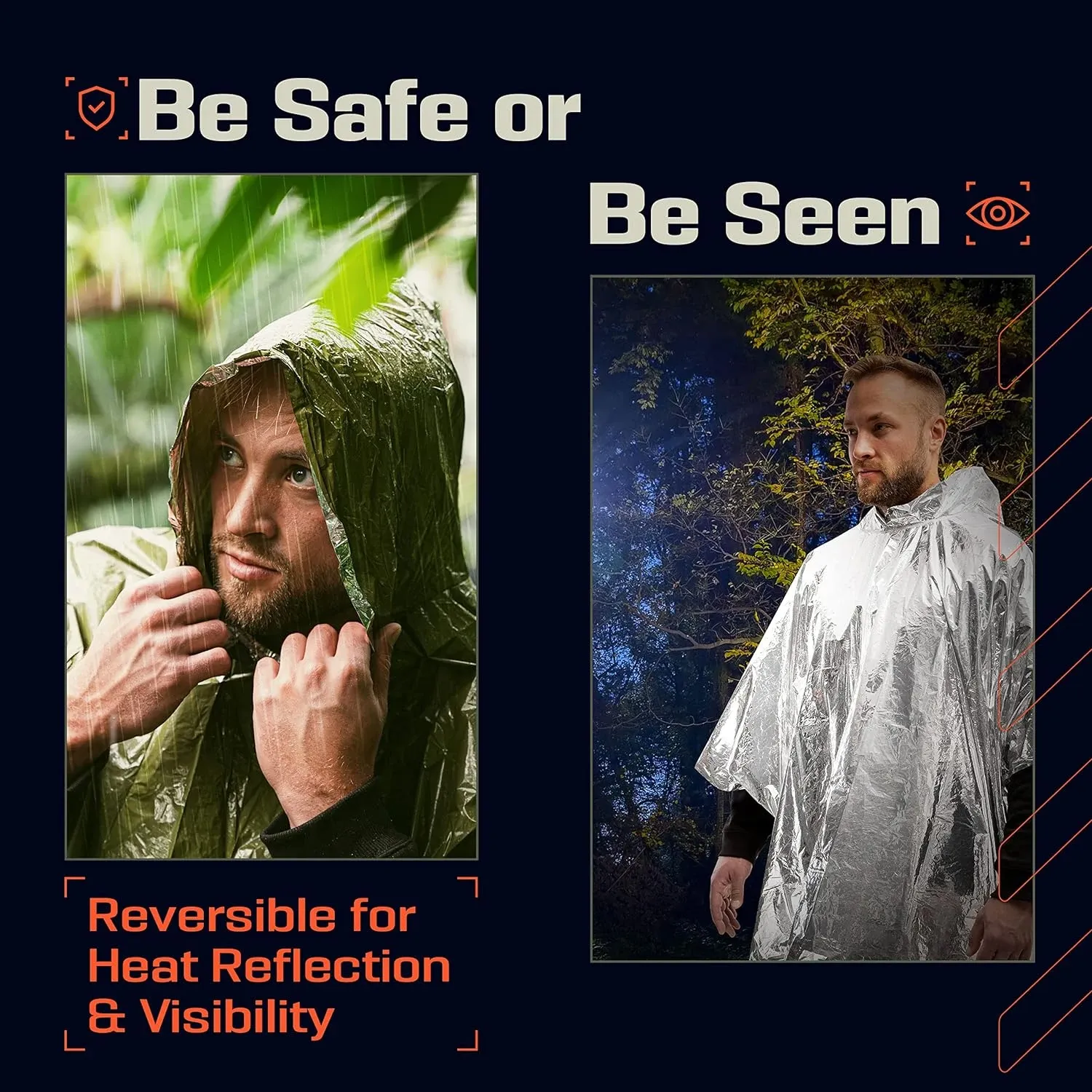 Poncho d'urgence jetable imperméable en film aluminium, isolation thermique contre le froid 4