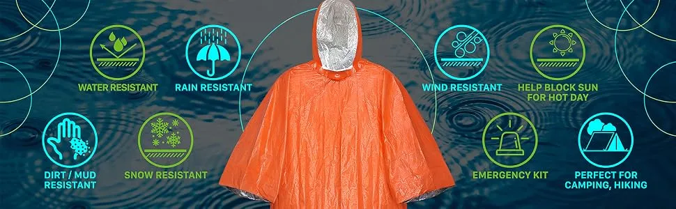 Poncho d'urgence en film d'aluminium