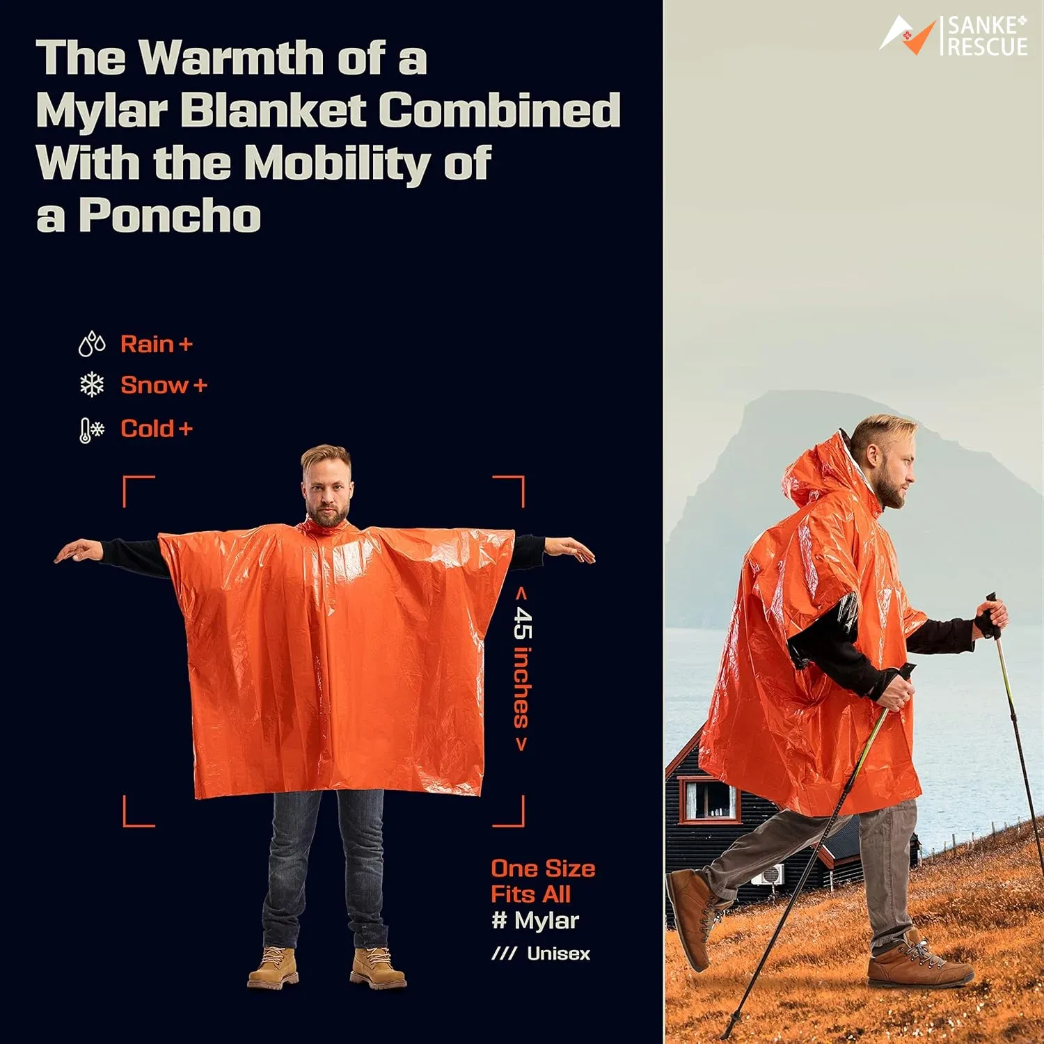 Détail du poncho d'urgence