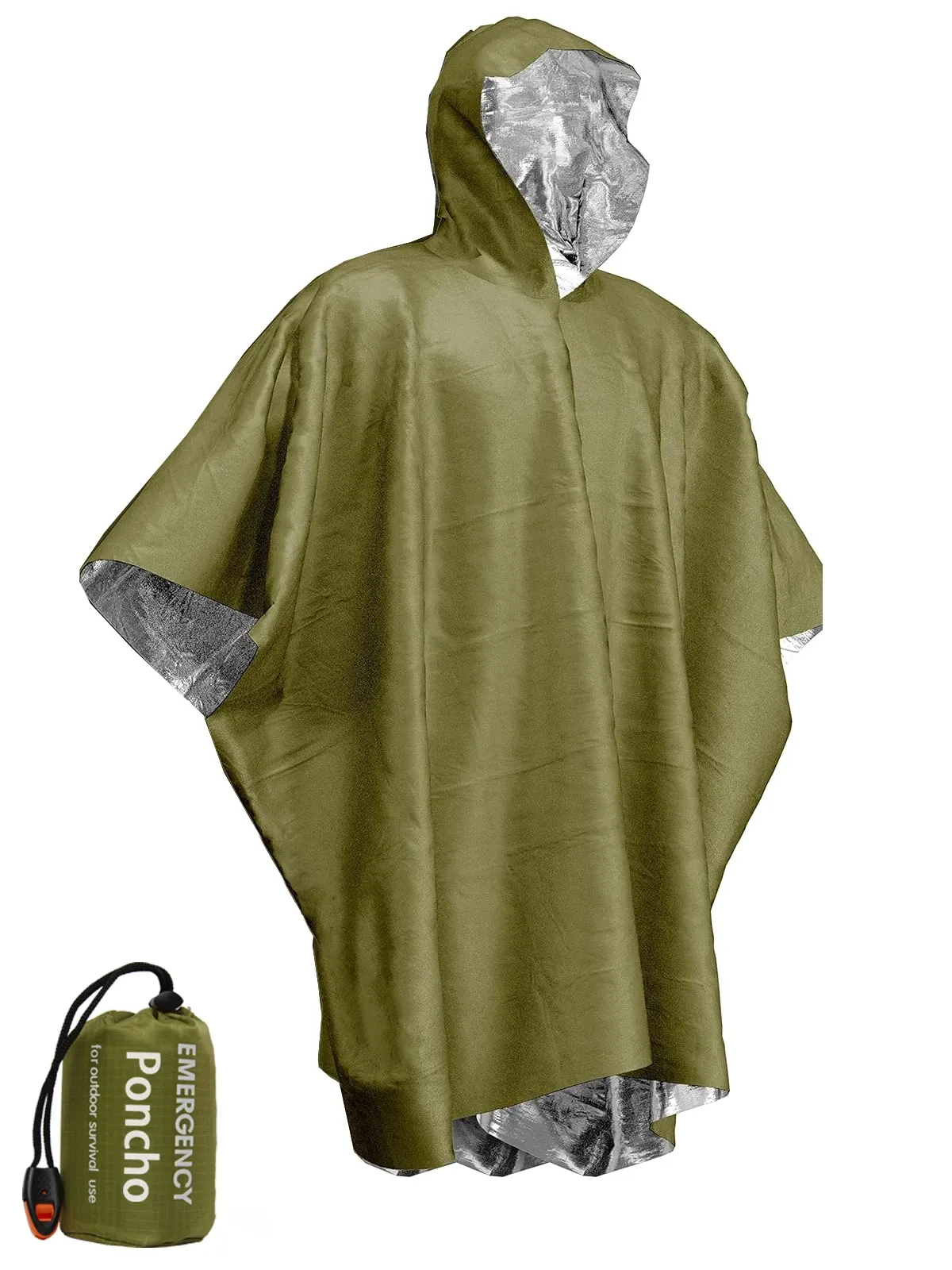 Poncho d'urgence jetable imperméable en film aluminium, isolation thermique contre le froid 9
