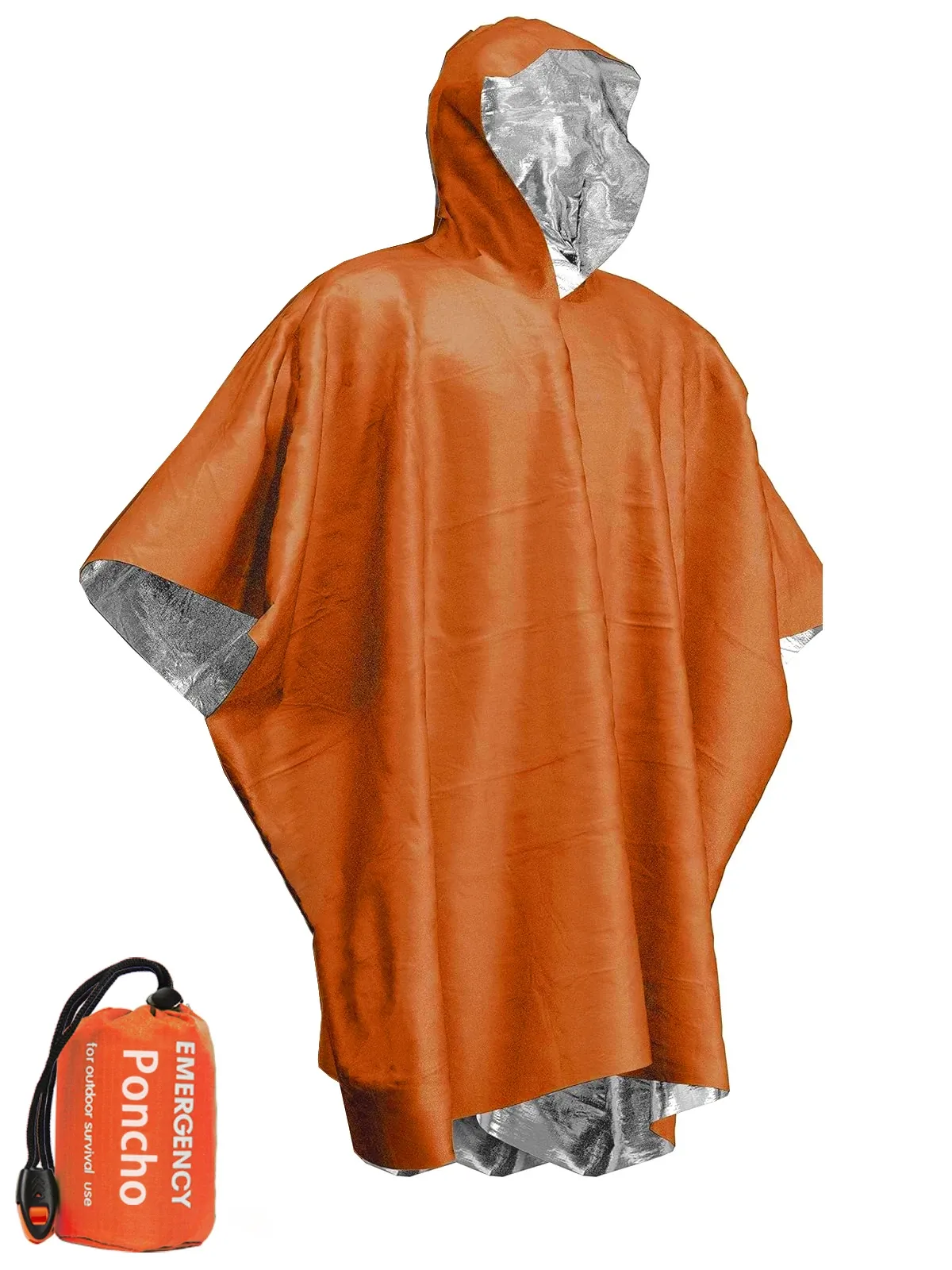 Poncho d'urgence jetable imperméable en film aluminium, isolation thermique contre le froid 7