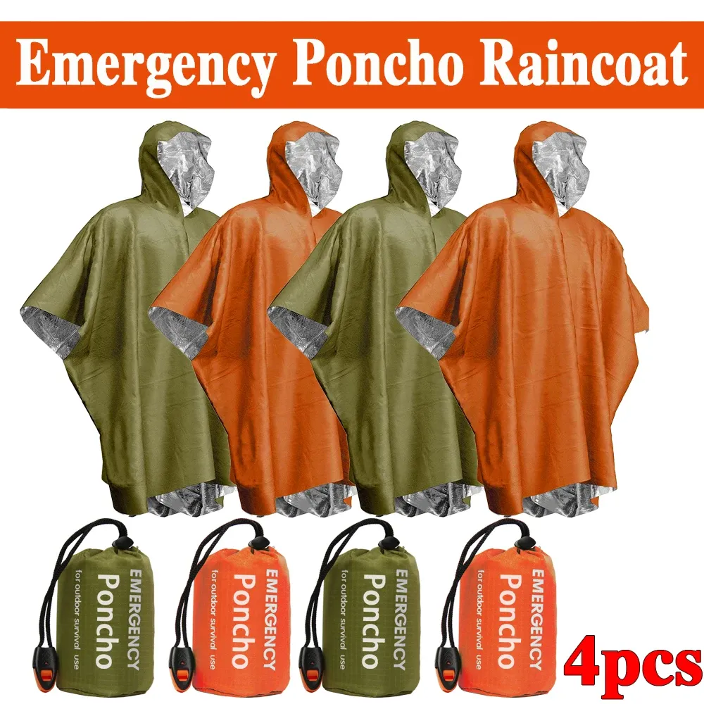 Poncho d'urgence jetable imperméable en film aluminium, isolation thermique contre le froid 8