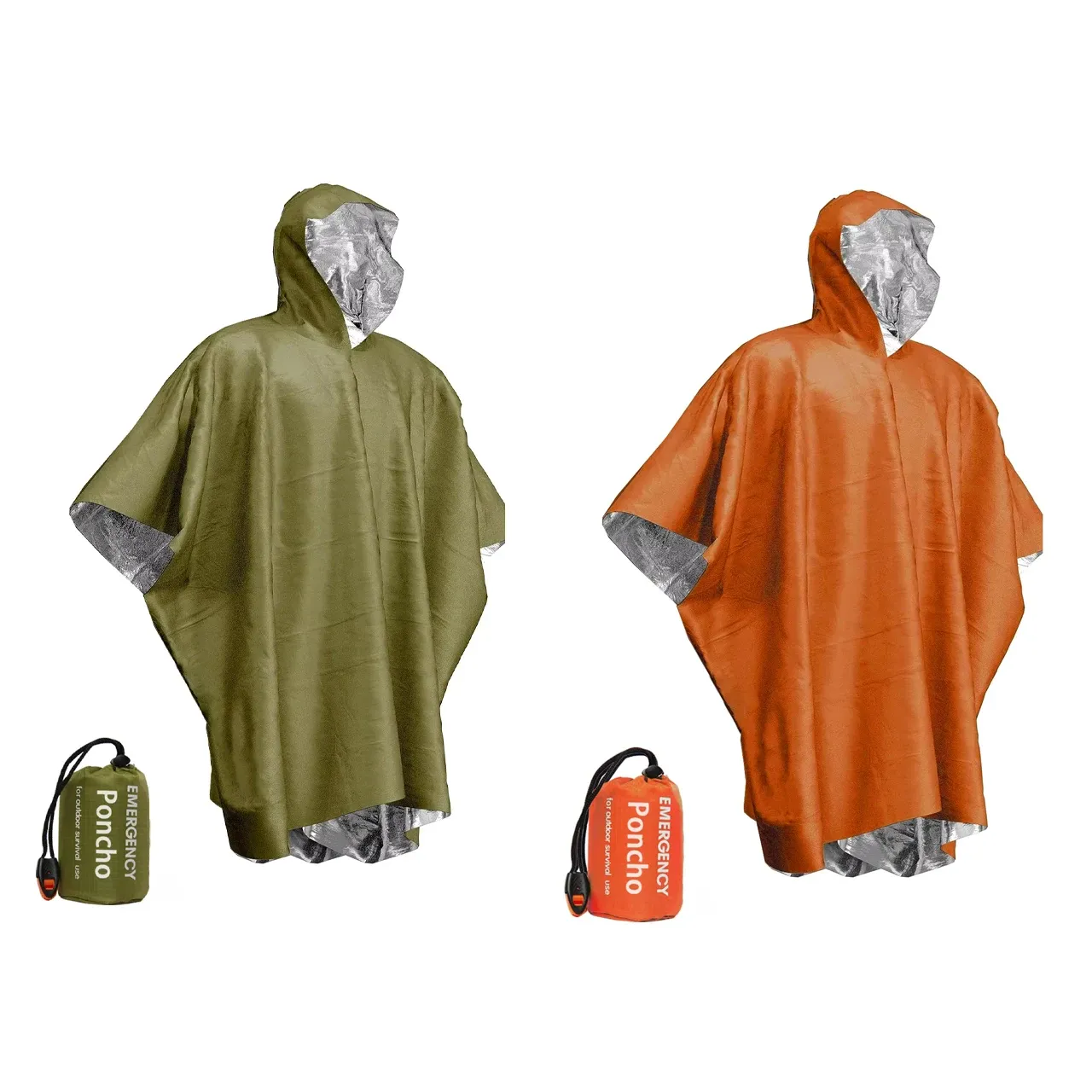 Poncho d'urgence jetable imperméable en film aluminium, isolation thermique contre le froid 10