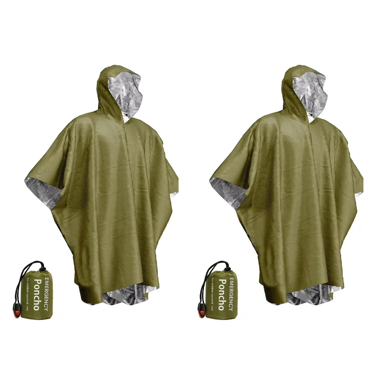 Poncho d'urgence jetable imperméable en film aluminium, isolation thermique contre le froid 11