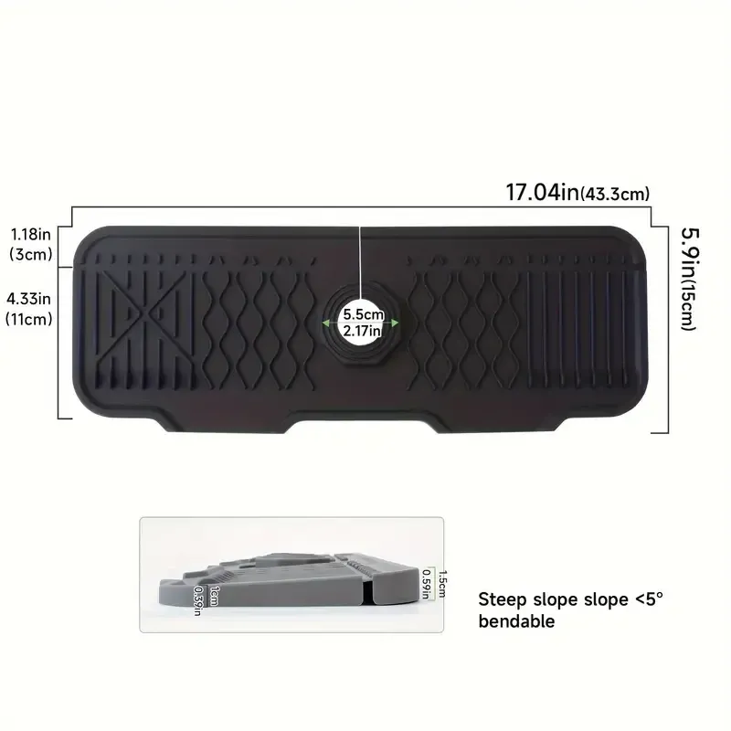 Protection anti-éclaboussures en silicone pour évier avec support de robinet, plateau anti-goutte, tapis de séchage multi-usage et porte-éponge 7