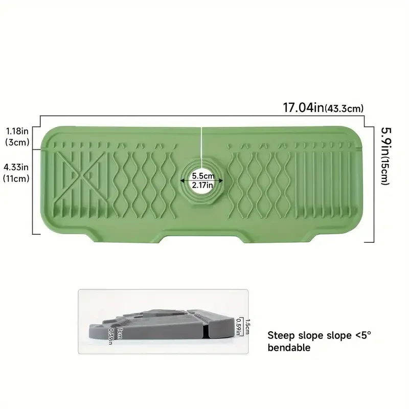 Protection anti-éclaboussures en silicone pour évier avec support de robinet, plateau anti-goutte, tapis de séchage multi-usage et porte-éponge 8