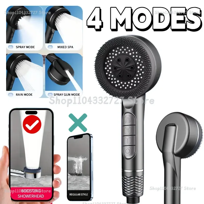 Pommeau de douche 4 modes, haute pression, avec filtre intégré et fonction massage 2
