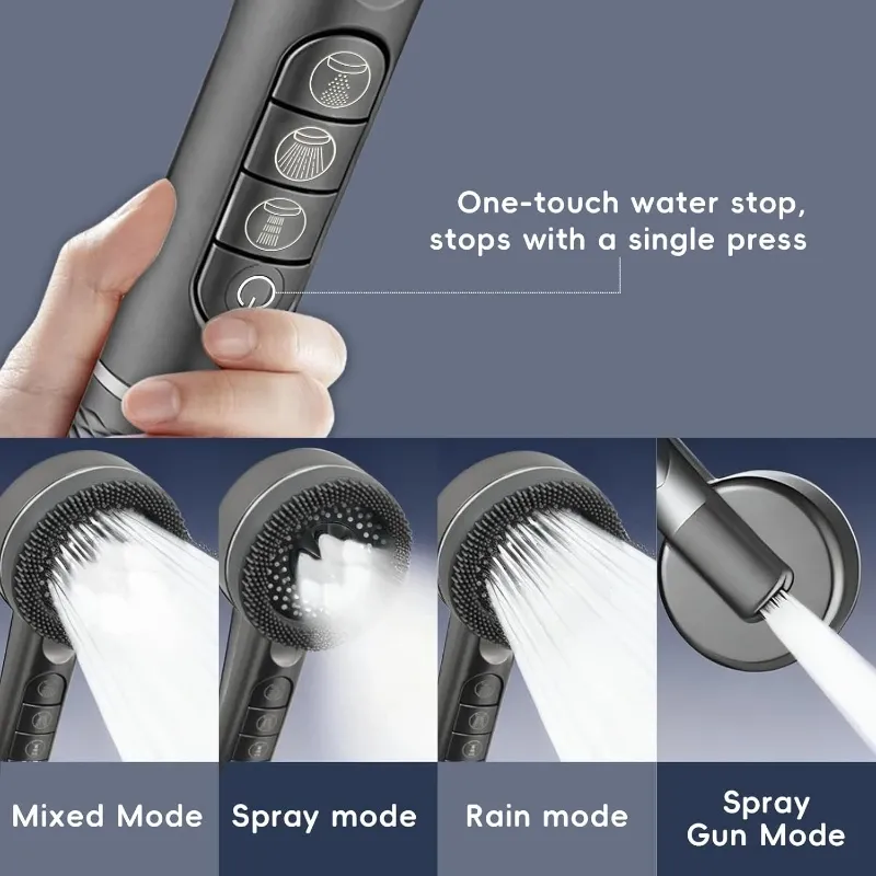 Pommeau de douche 4 modes, haute pression, avec filtre intégré et fonction massage 4