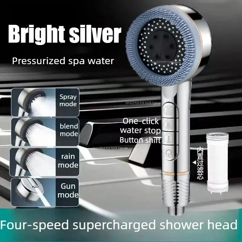 Pommeau de douche 4 modes, haute pression, avec filtre intégré et fonction massage 15