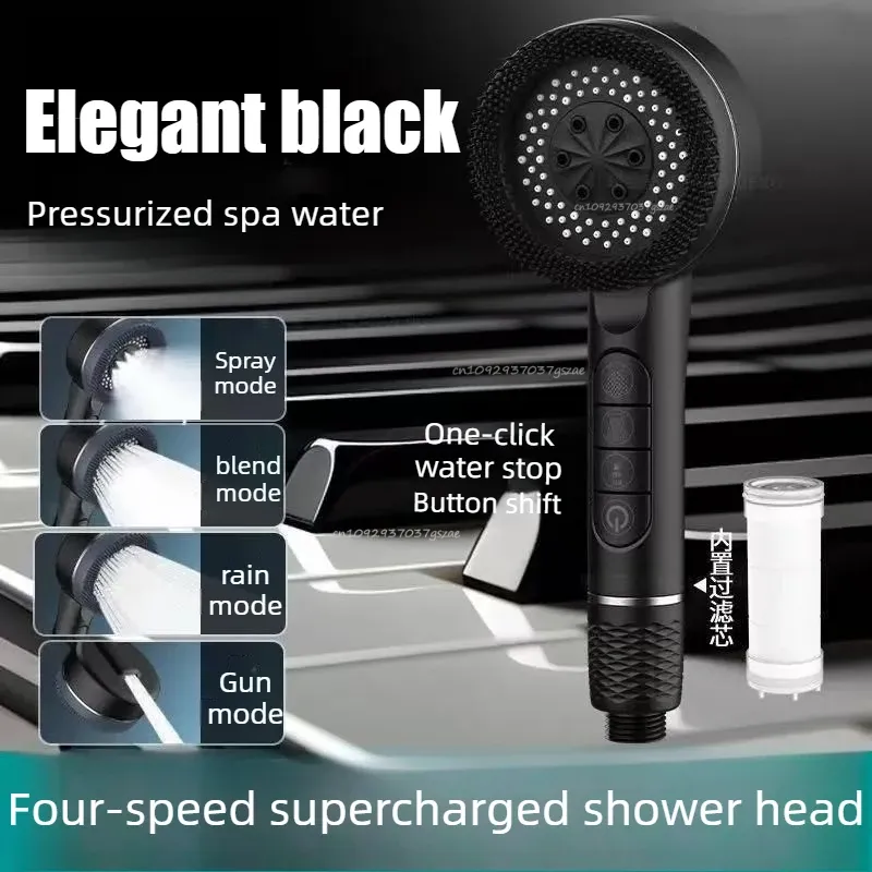 Pommeau de douche 4 modes, haute pression, avec filtre intégré et fonction massage 10
