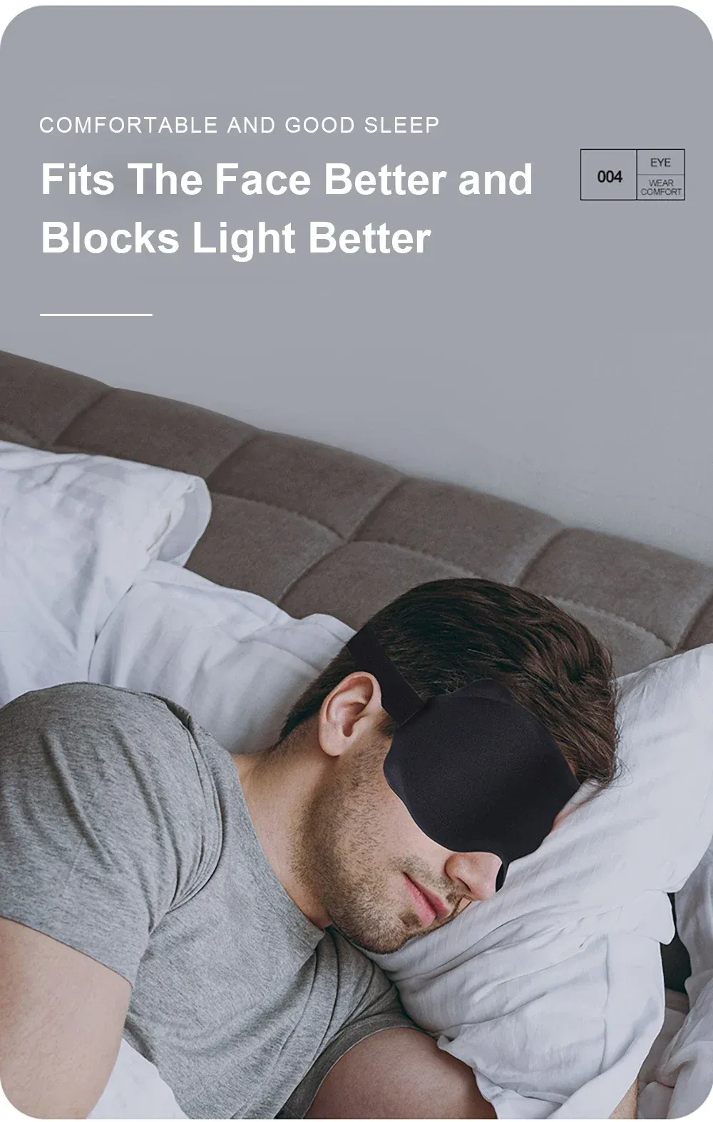 Masque de sommeil 3D occultant, sangle réglable