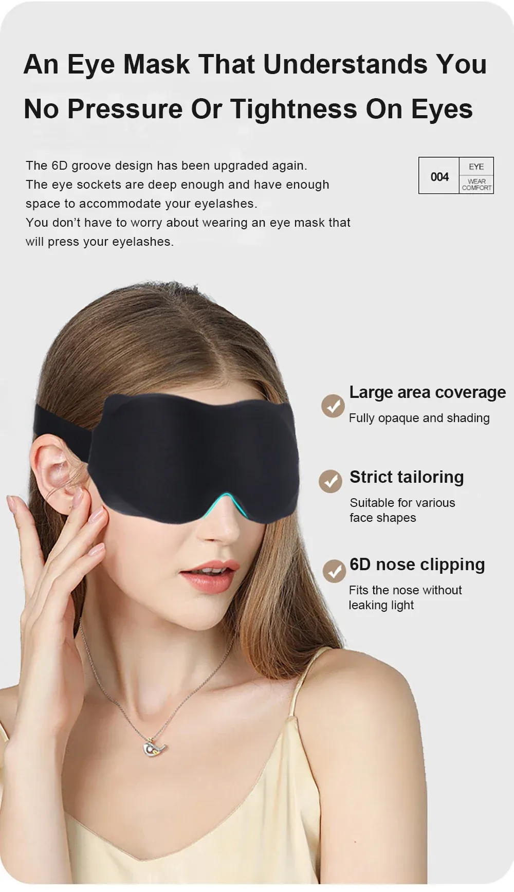 Masque de sommeil 3D occultant, forme anatomique