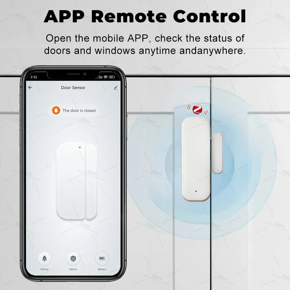Capteur de porte et fenêtre intelligent ZigBee, détecteur de contact pour système d'alarme de sécurité, compatible Tuya et 2MQTT, contrôle à distance via application 5