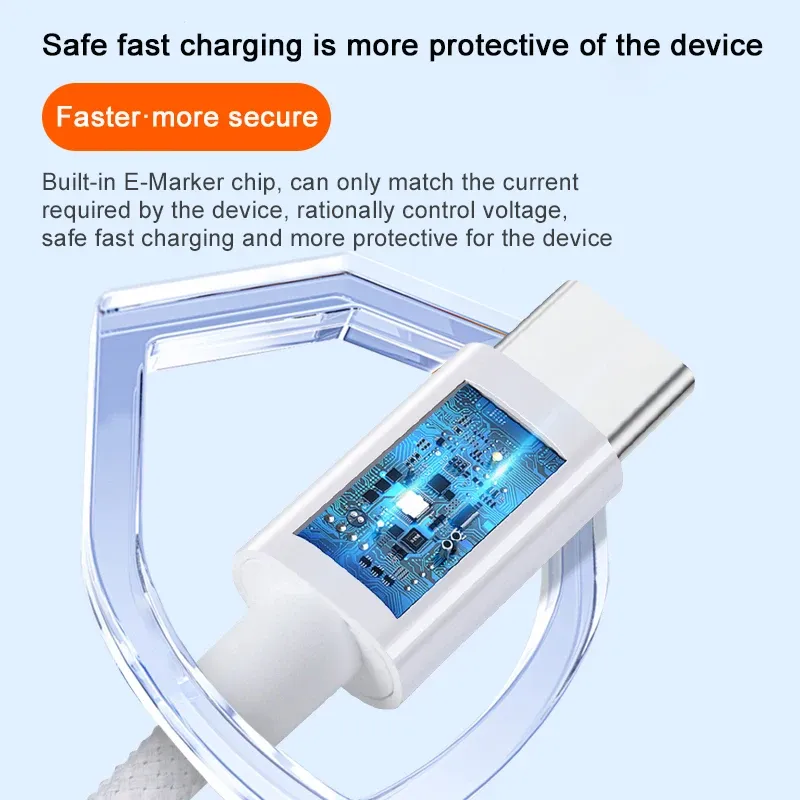Câble 2-en-1 100 W à charge rapide tressé USB pour Apple iPhone 17 Air, 14, 13, 12, 11, 15, 16 Pro Max Plus, Type-C, câble de charge et de données 6