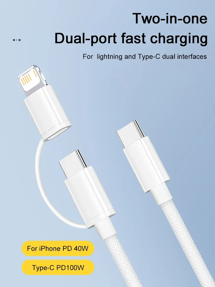 Câble USB tressé pour iPhone, vue d'ensemble