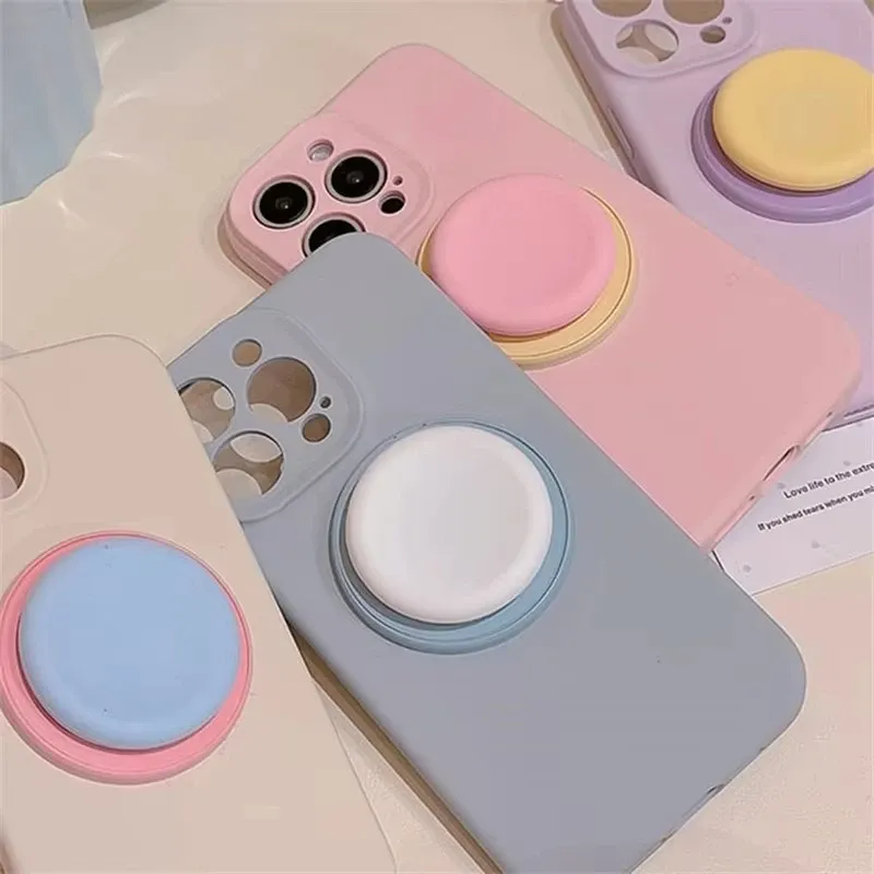 Support magnétique rond en silicone macaron mignon, support de téléphone Tok Griptok pour iPhone 15, compatible MagSafe, Smart Tok 5