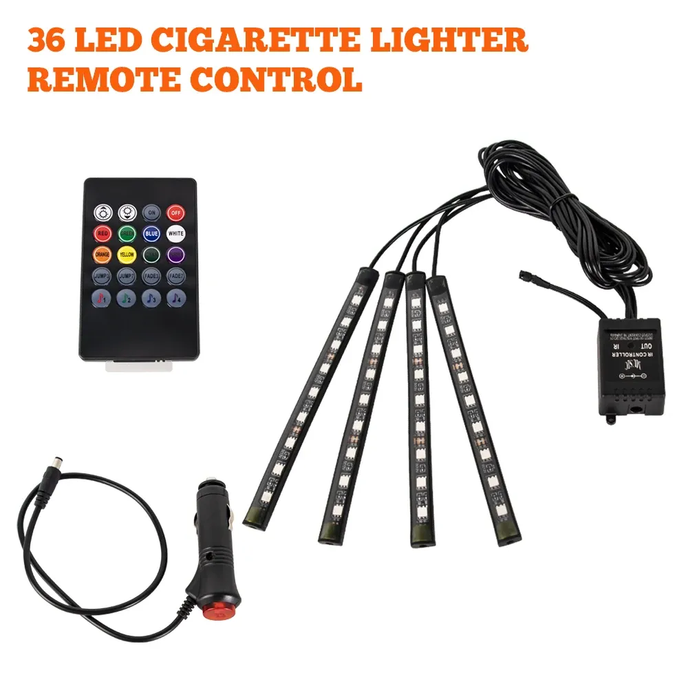 Lumière d'ambiance intérieure de voiture au néon RVB à 48 et 72 LED, avec télécommande sans fil USB et contrôle par application musicale 12