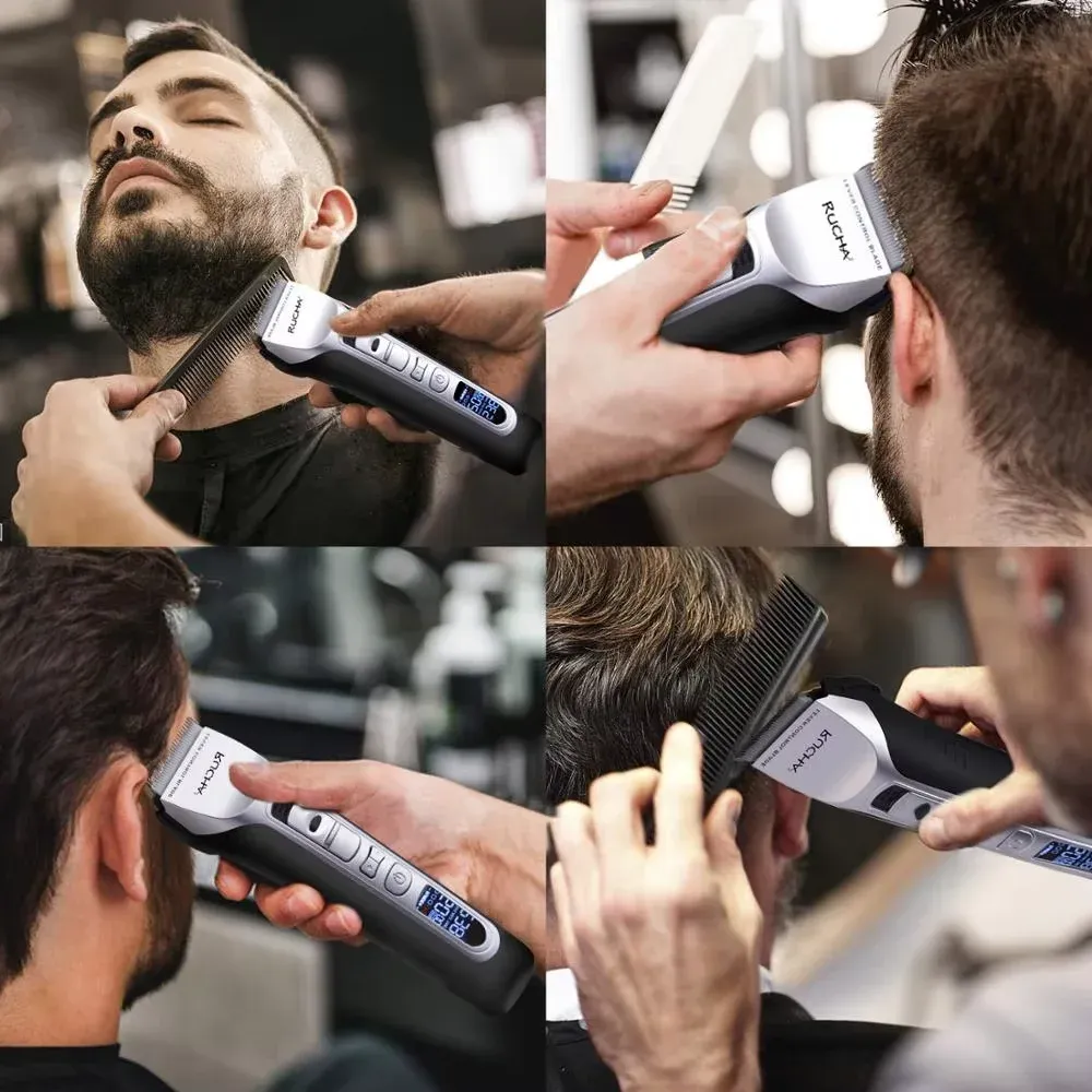 Tondeuse à cheveux électrique à lame mobile, rechargeable par USB, avec écran LCD, pour salon et barbier 4