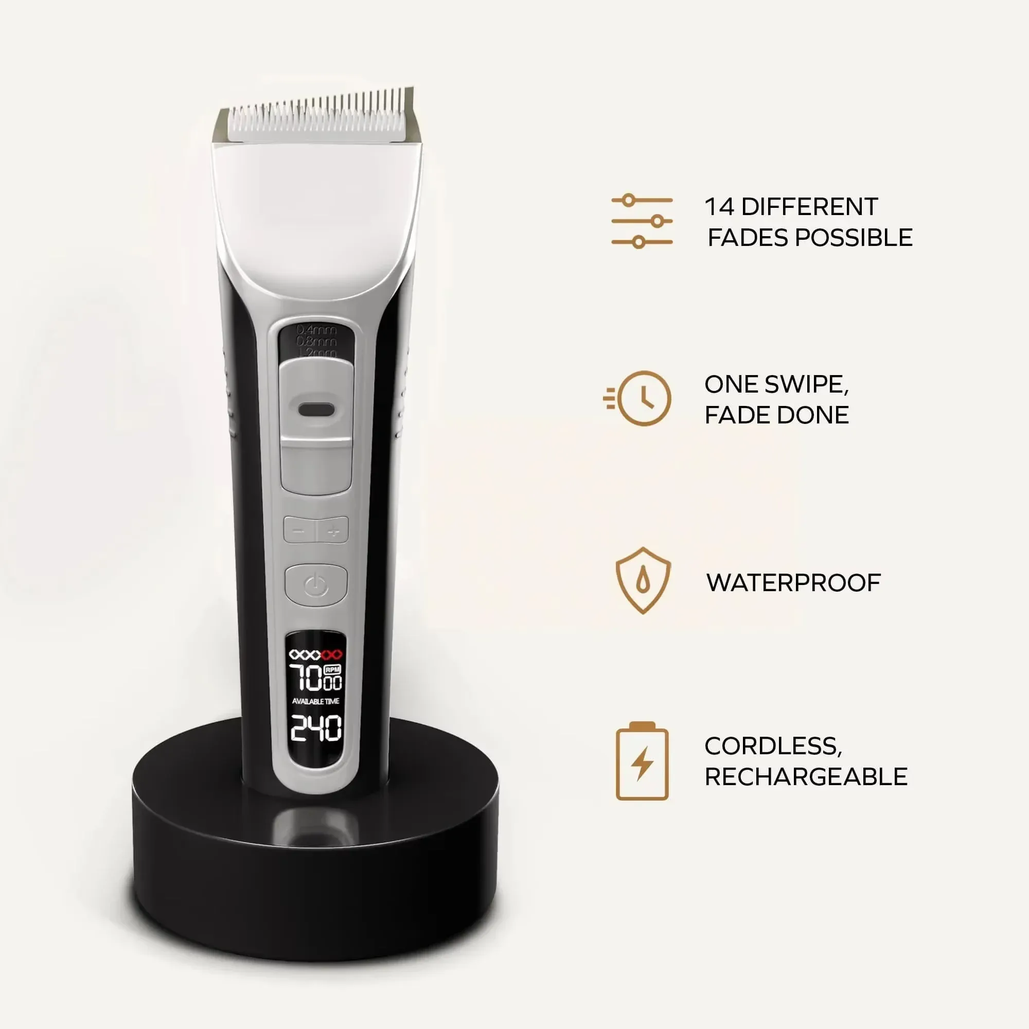 Tondeuse à cheveux électrique à lame mobile, rechargeable par USB, avec écran LCD, pour salon et barbier 5