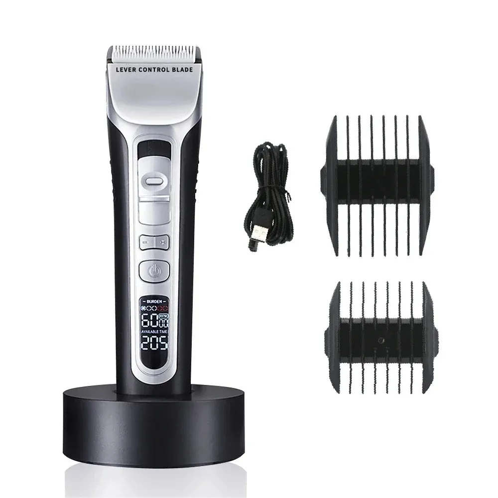 Tondeuse à cheveux électrique à lame mobile, rechargeable par USB, avec écran LCD, pour salon et barbier 8